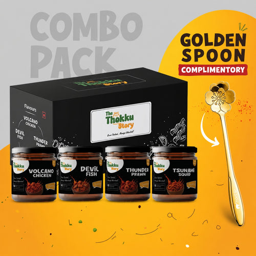 Pack of 4 100g Chicken, Fish, Prawn & Squid (Free Golden Spoon)