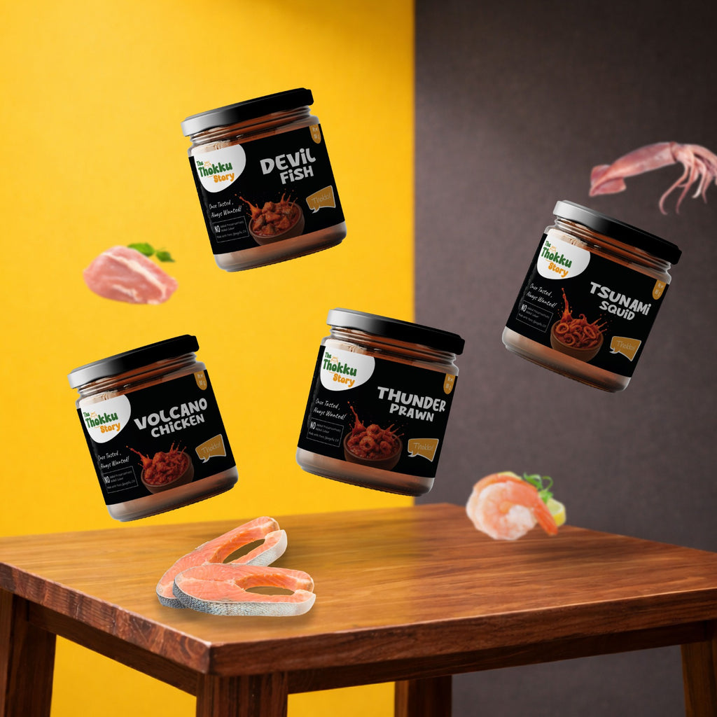 Pack of 4 100g Chicken, Fish, Prawn & Squid (Free Golden Spoon)