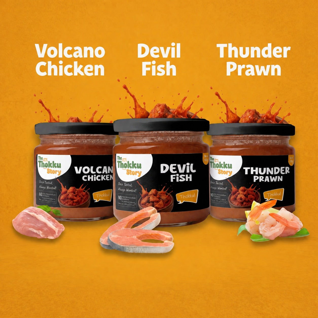Pack of 3 100g Chicken, Fish and Prawn